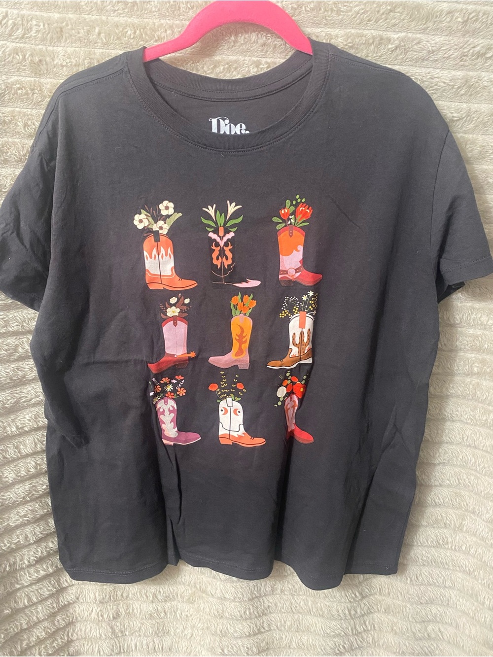Women's Gray Graphic Boot-Print Tee